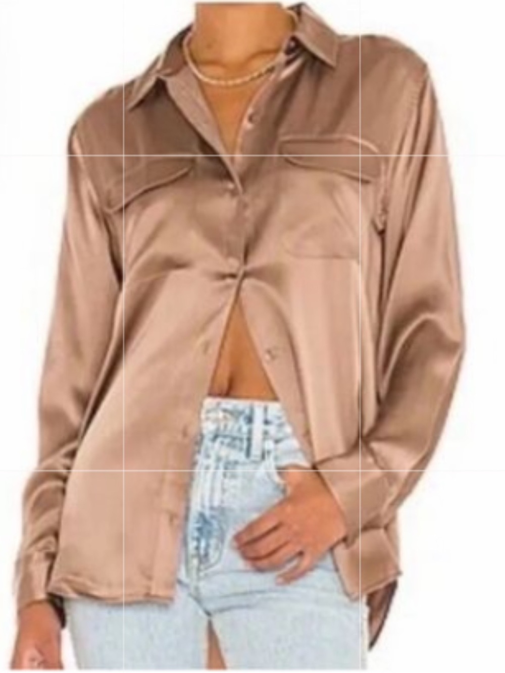 Equipment Satin Classic Signature Button Up Front Shirt Top Brown Size Large